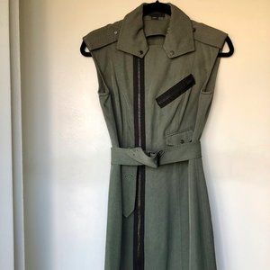Alexander Wang Army Green Dress w/ Zipper Details